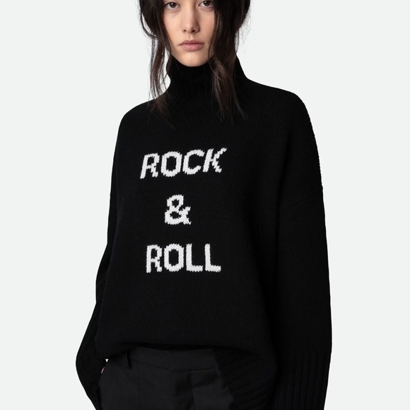 Zadig and Voltaire Alma Rock and Roll Iconic Merino Wool Turtleneck Sweater M - Picture 3 of 8